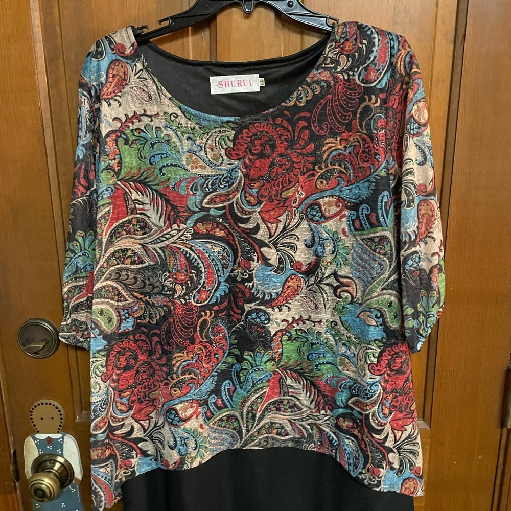EUC Shurui multi-colored tunic. Layered look. Size XXXL